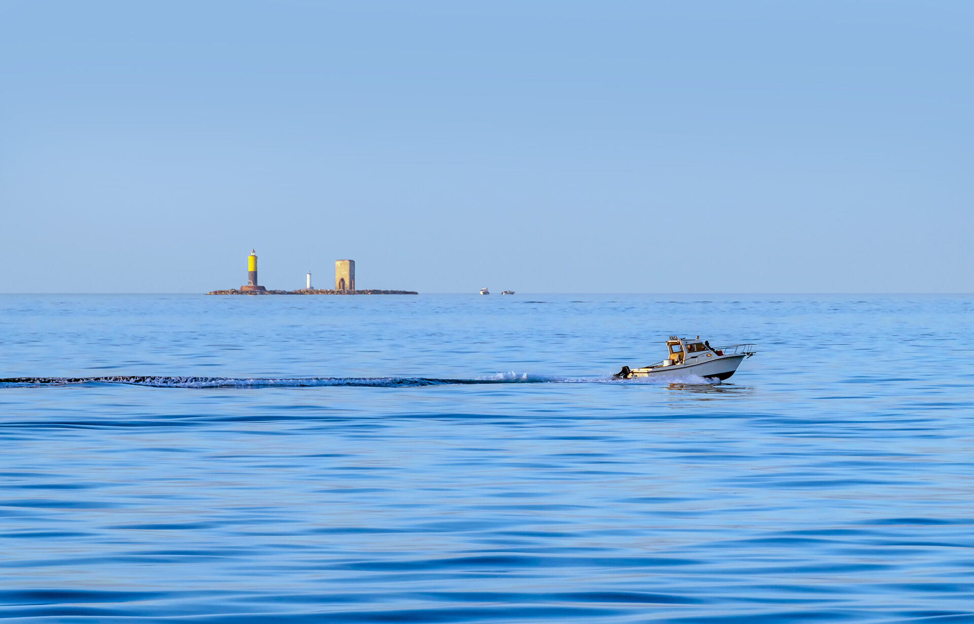 The towers of Livorno and Capraia