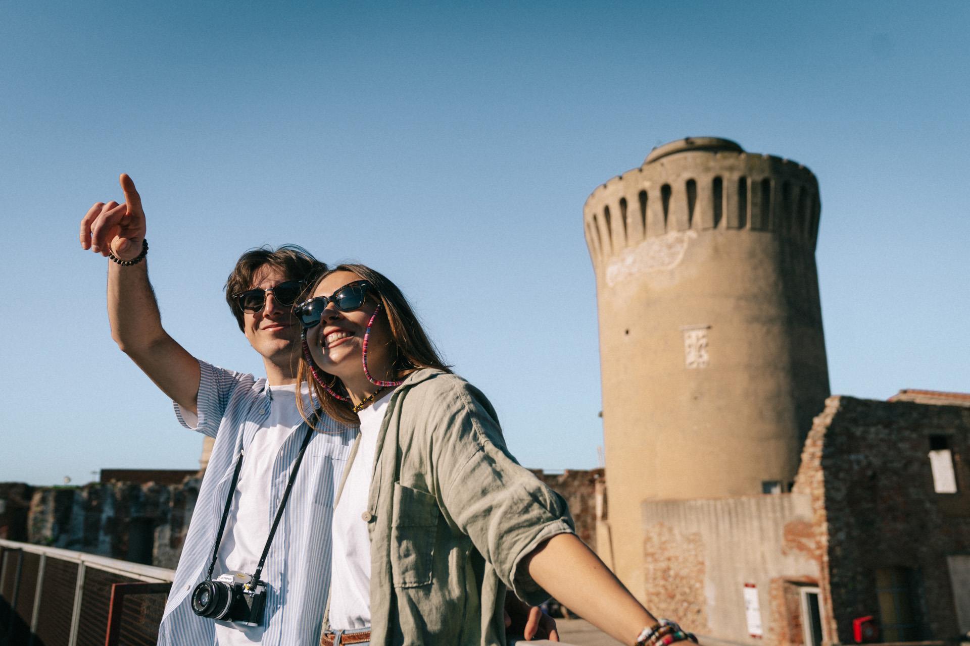 The towers of Livorno and Capraia